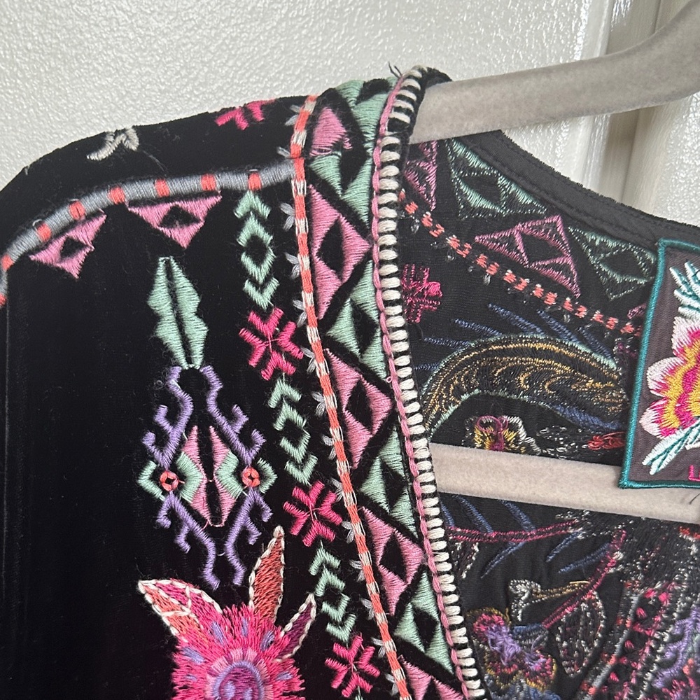 Johnny Was Black Top with Colorful Embroidery - Picture 8 of 17